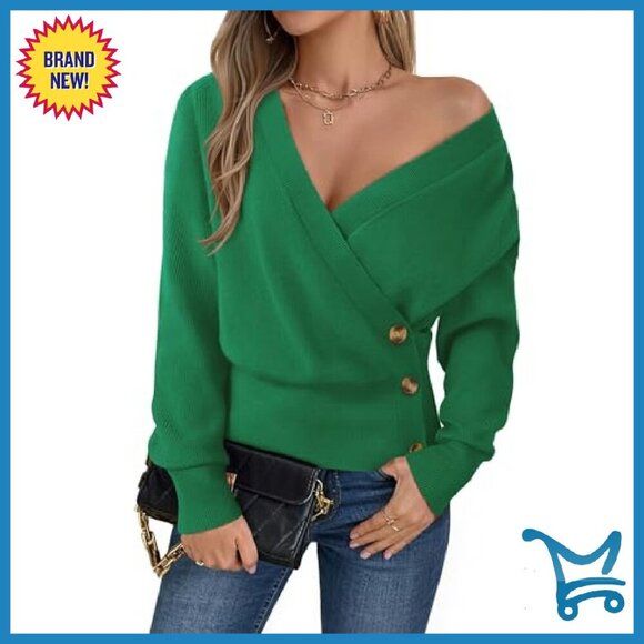 Soft V-Neck Pullover Sweater, Long Sleeve, Business Casual, Slouchy Fit - Picture 3 of 8